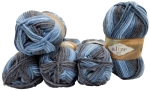 500 Gramm Superlana Maxi Batik Wolle, 5 x 100 Gramm Strickwolle mehrfarbig 75% Acryl 25% Wolle